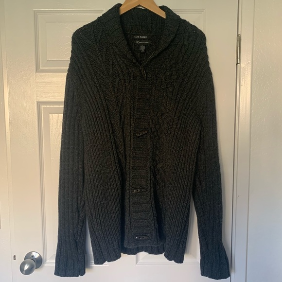 NWT INC Luxe Charcoal Gray Button Up Sweater XL - Picture 4 of 7